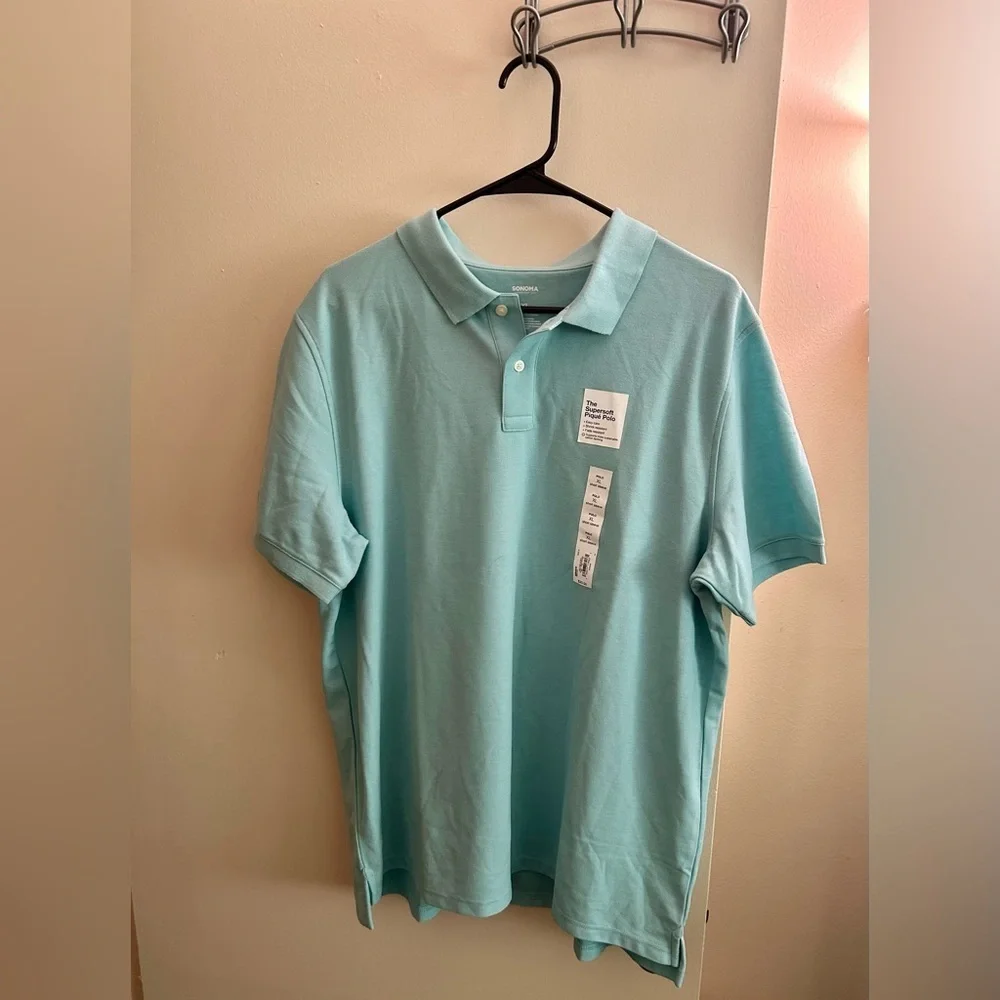 NWT Sonoma Light Blue Casual Polo Shirt Classic Design - Picture 2 of 7